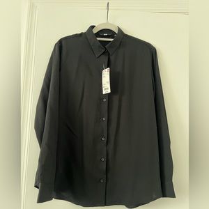 Uniqlo women rayon long sleeve blouse size M shirt